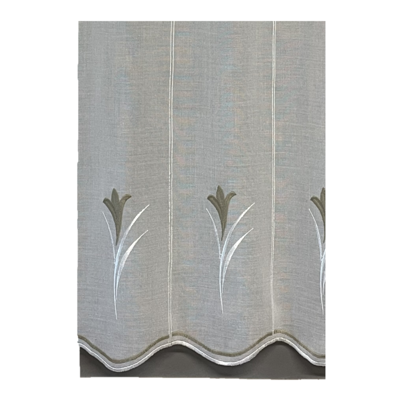 Rideau Brise Bise Pour Cuisine – Filtre Lumière Floral Style Campagne, Blanc, Polyester