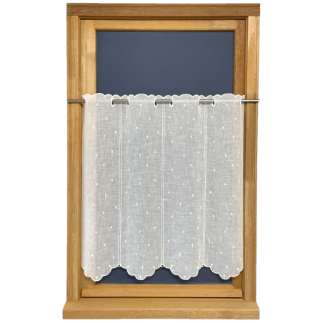 Rideau Brise-bise Blanc Brodé Main Et Crocheté Artisanal - 50x110 Cm, Prêt à Poser