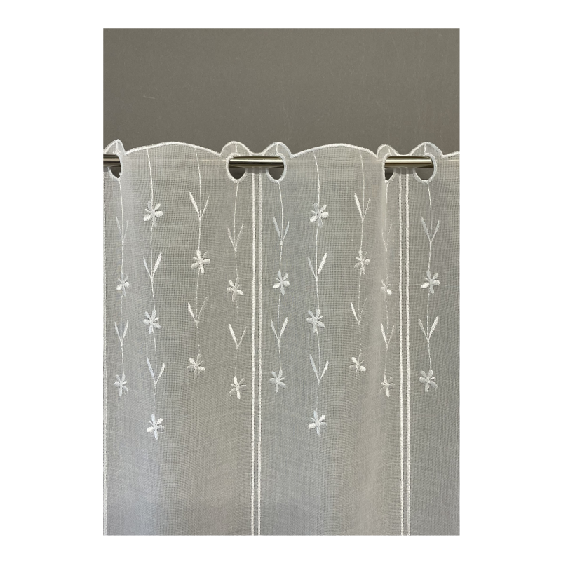 Cafe curtain JasmineEmbroidered flowersMade in FranceRideauxVoilages