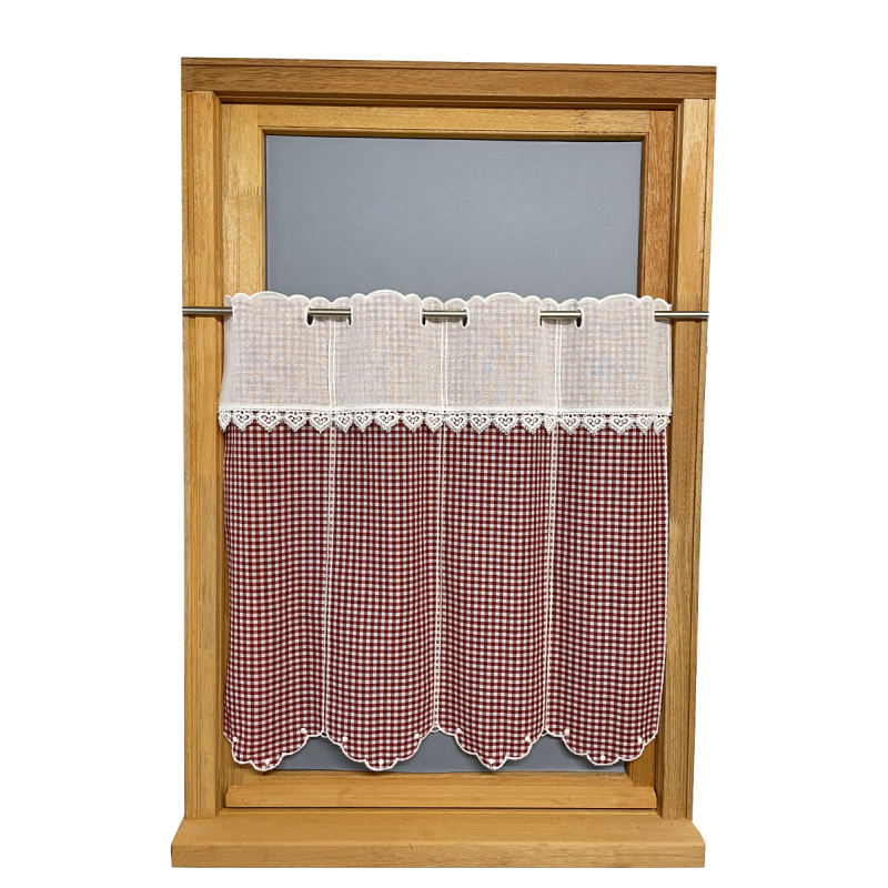 Cafe curtain Ines Embroidered hearts Linen look RideauxVoilages