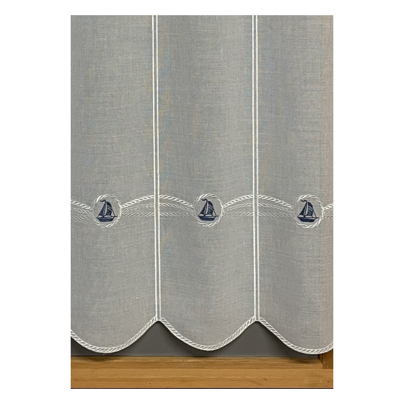 Cafe curtain Sailing boat EmbroideryMade in France RideauxVoilages